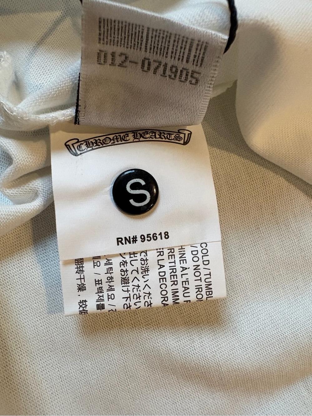 Chrome Hearts White Short Sleeve Tee with Small Black Crest - Picture 4 of 6